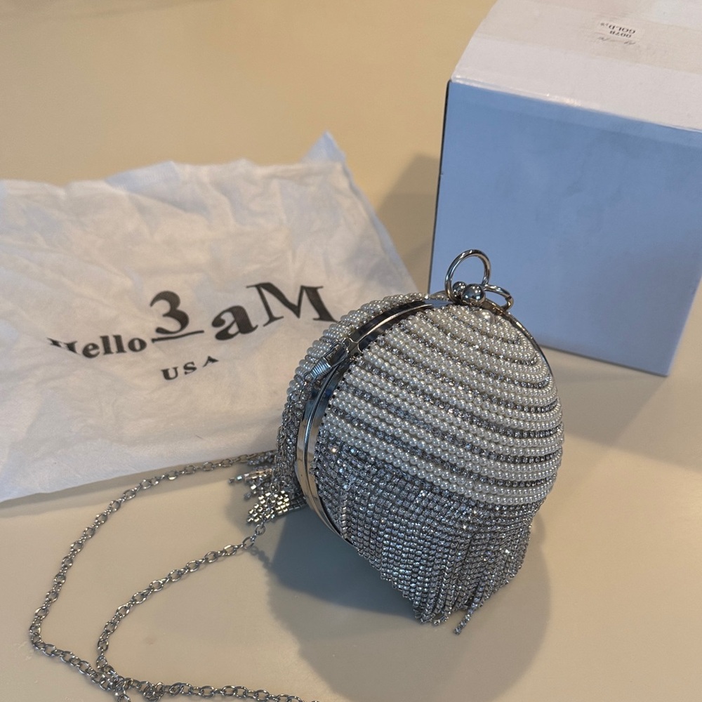 Silver Beaded Evening Bag